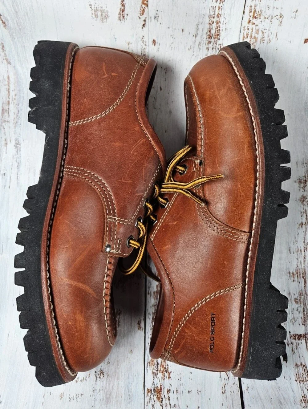 Vintage Polo Sport Ralph Lauren Brown Leather Work Shoe-Boot / Mens Size 10